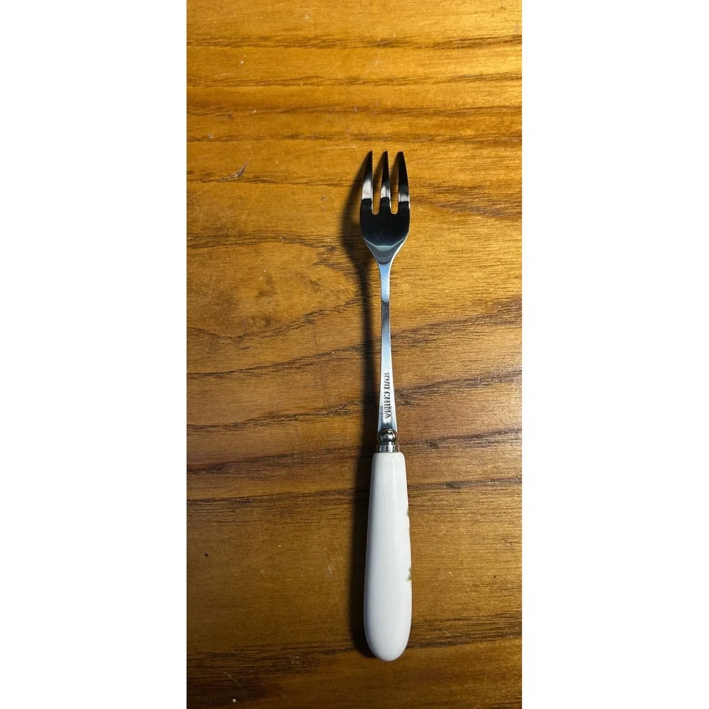 $50.43 8 Stainless 18/10 Tea Spoons & fork Dessert Spoons Floral Design Ceramic